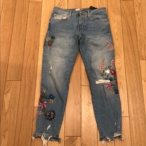 Zara floral print skinny jeans